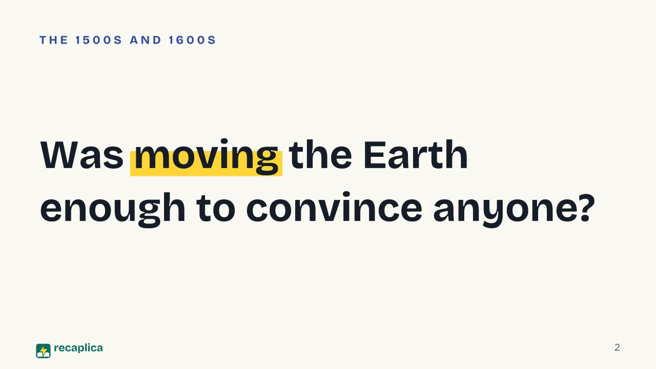 Slide 2 of the presentation on Geocentric vs heliocentric model: Was moving the Earth enough to convince anyone?