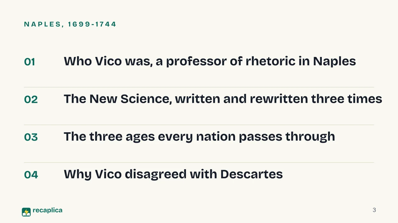 Slide 3 of the presentation on Giambattista Vico: Naples, 1699-1744