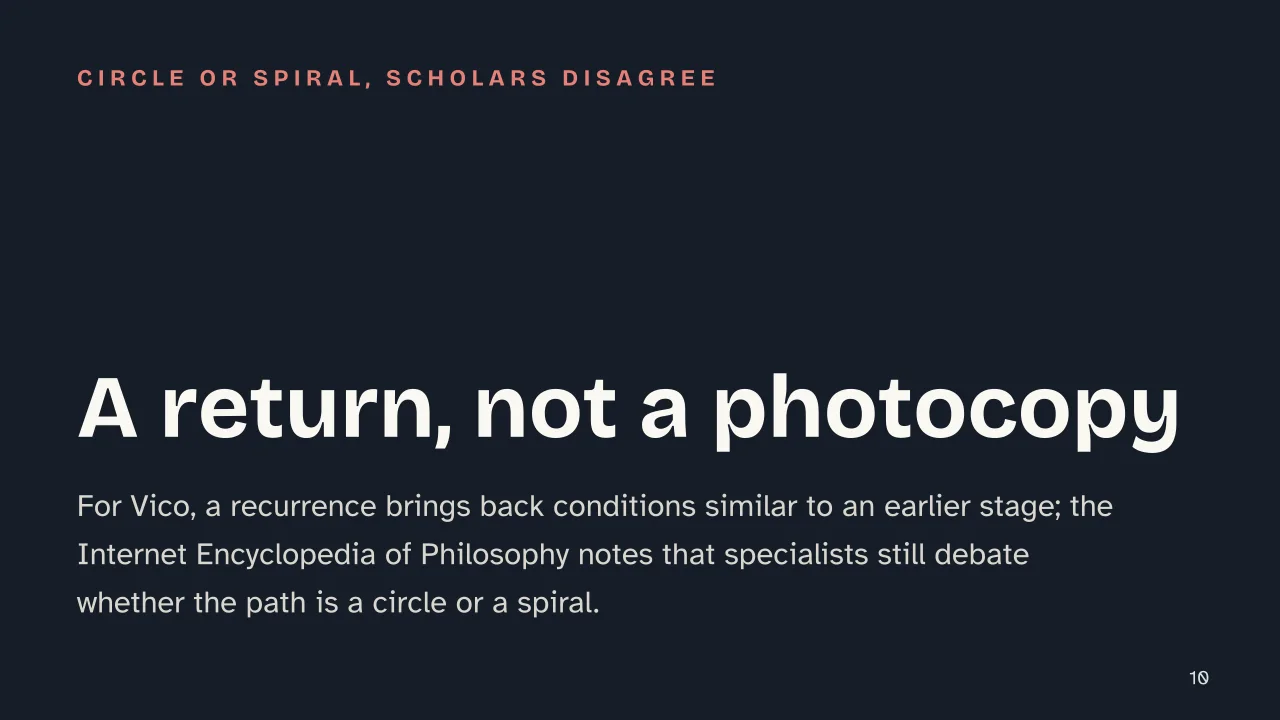 Slide 10 of the presentation on Giambattista Vico: A return, not a photocopy