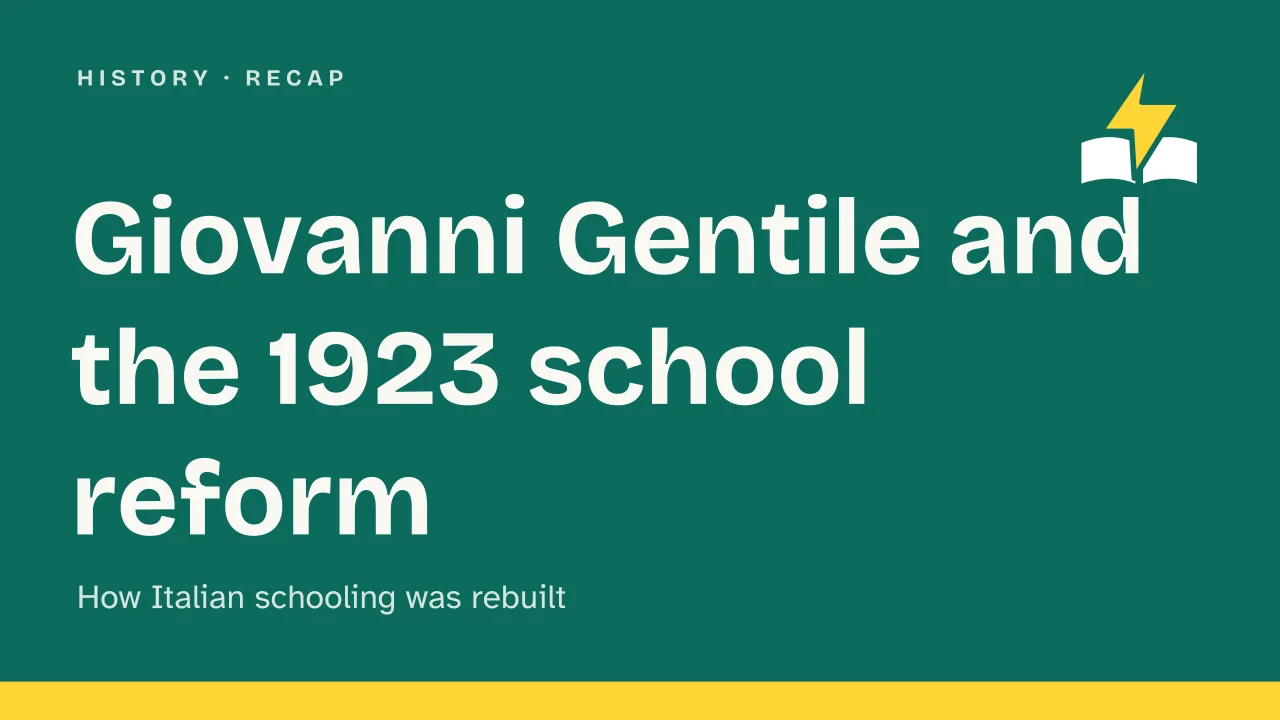Slide 1 of the presentation on Giovanni Gentile and the 1923 School Reform: Giovanni Gentile and the 1923 school reform