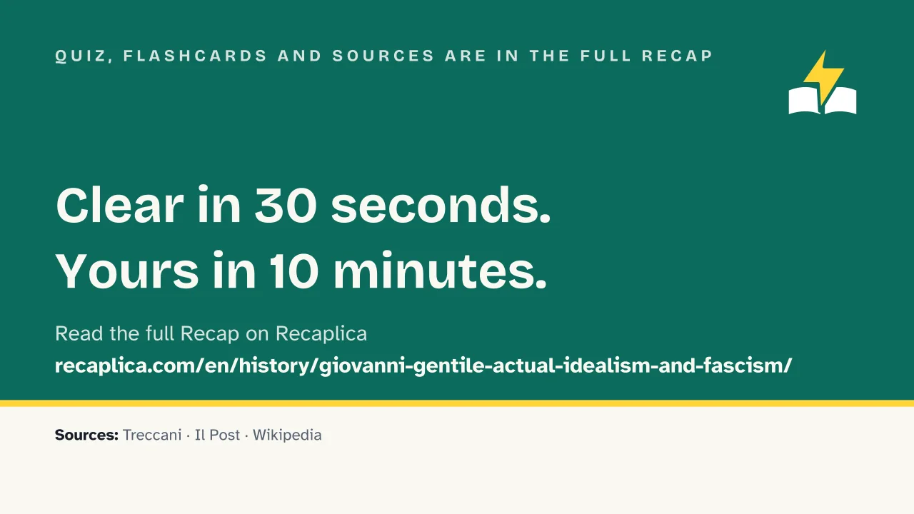 Slide 15 of the presentation on Giovanni Gentile: Quiz, flashcards and sources are in the full Recap