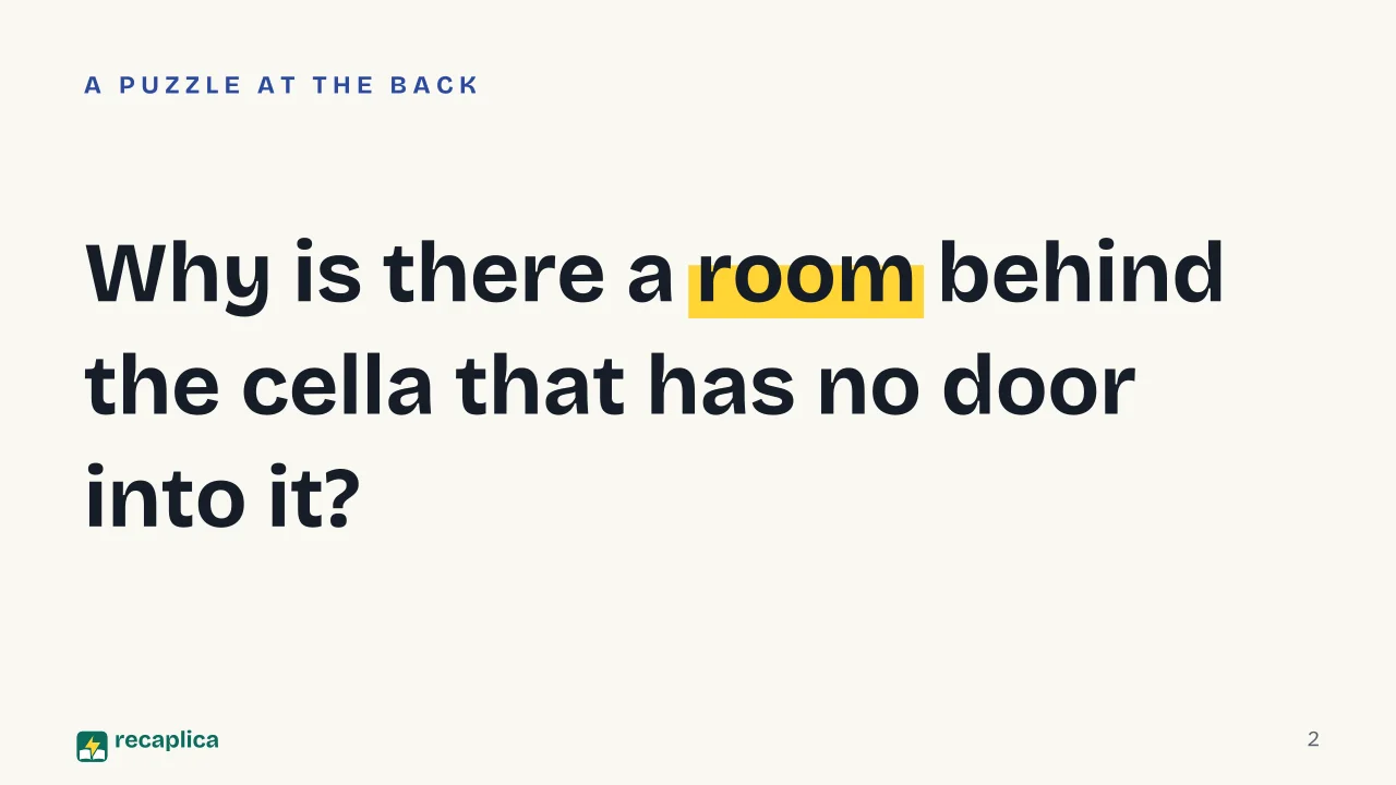 Slide 2 of the presentation on Greek Temple: Why is there a room behind the cella that has no door into it?