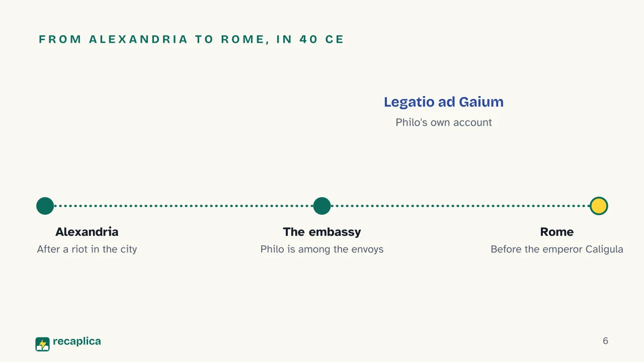Slide 6 of the presentation on Hellenistic Judaism: From Alexandria to Rome, in 40 CE