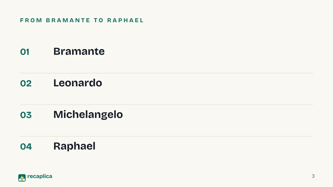 Slide 3 of the presentation on High Renaissance: From Bramante to Raphael