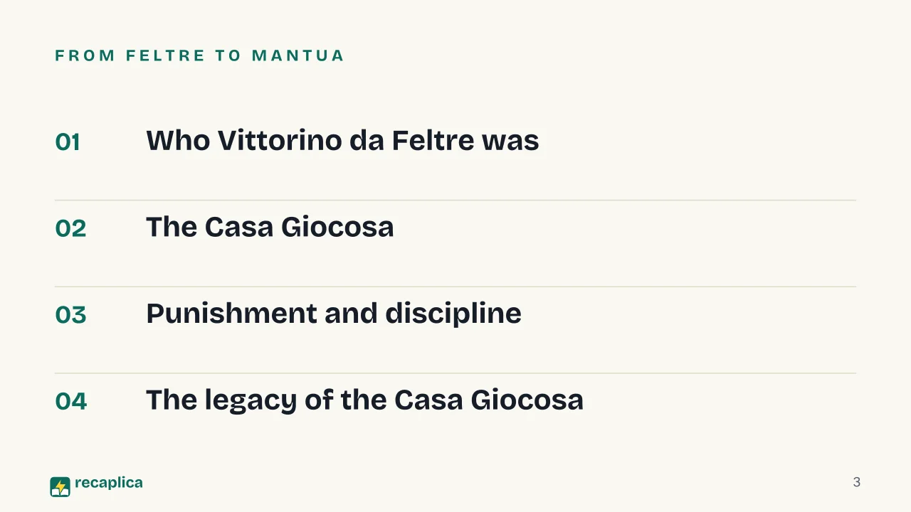 Slide 3 of the presentation on Humanist Pedagogy: From Feltre to Mantua