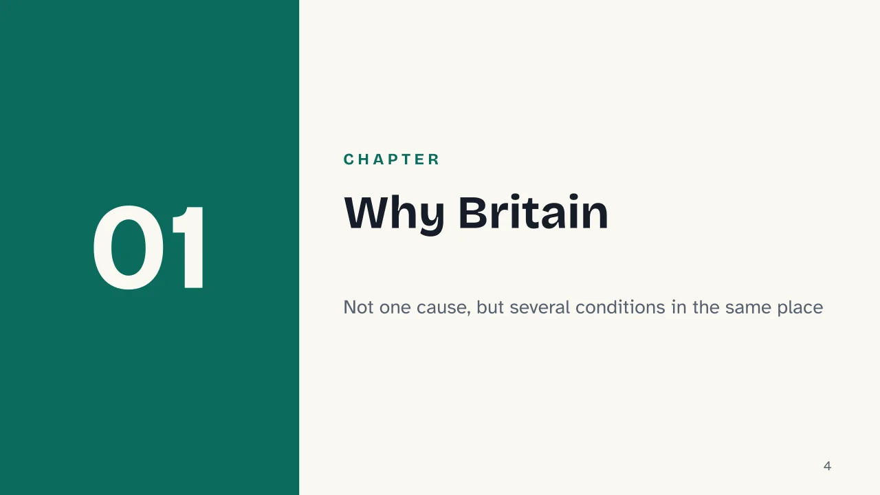 Slide 4 of the presentation on Industrial Revolution: Chapter 01: Why Britain