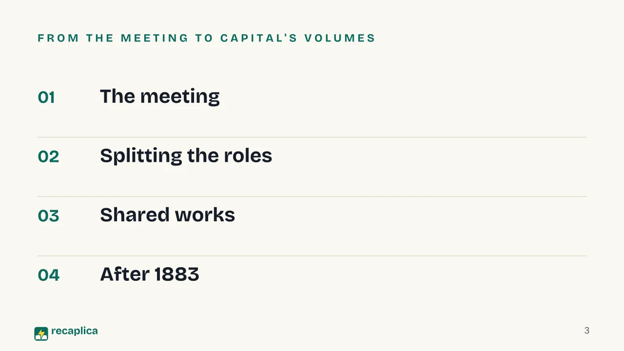 Slide 3 of the presentation on Marx and Engels: From the meeting to Capital's volumes