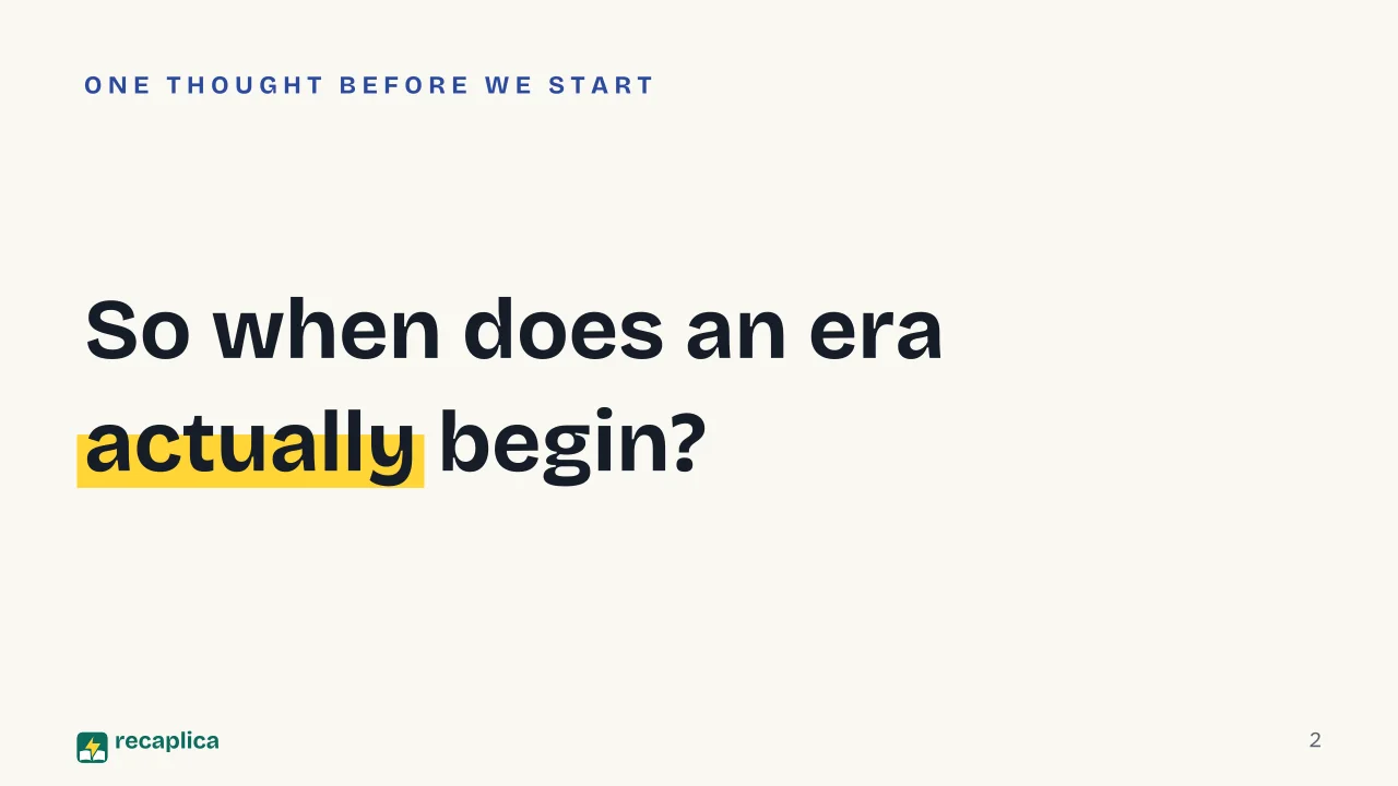Slide 2 of the presentation on Middle Ages: So when does an era actually begin?