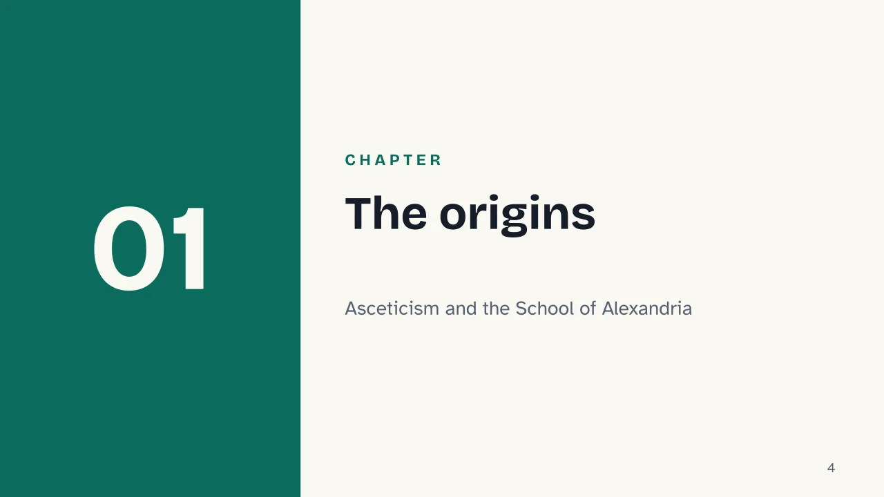 Slide 4 of the presentation on Monasticism: Chapter 01: The origins