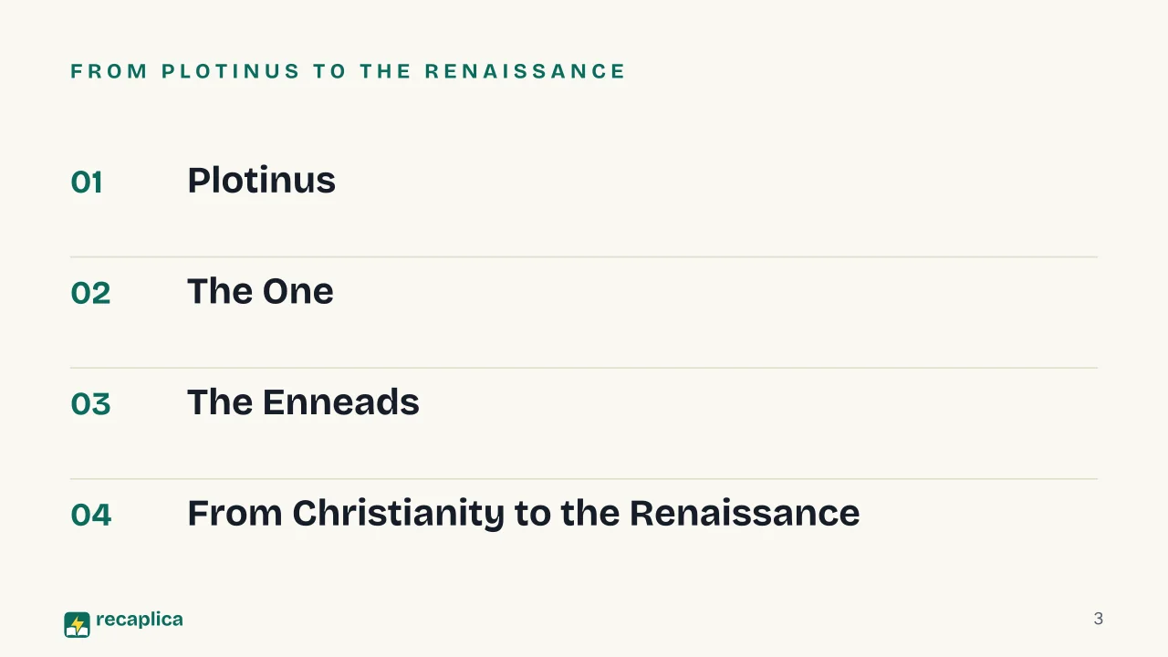 Slide 3 of the presentation on Neoplatonism: From Plotinus to the Renaissance