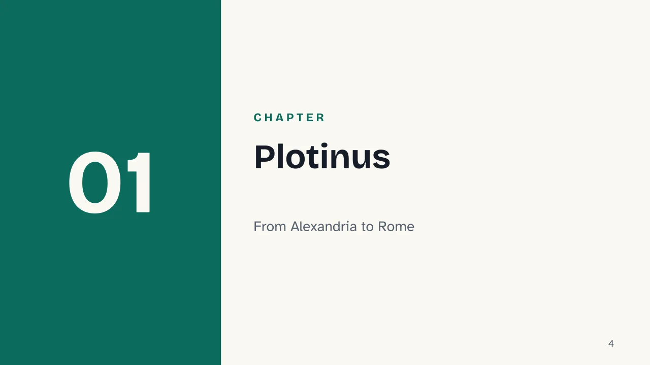 Slide 4 of the presentation on Neoplatonism: Chapter 01: Plotinus