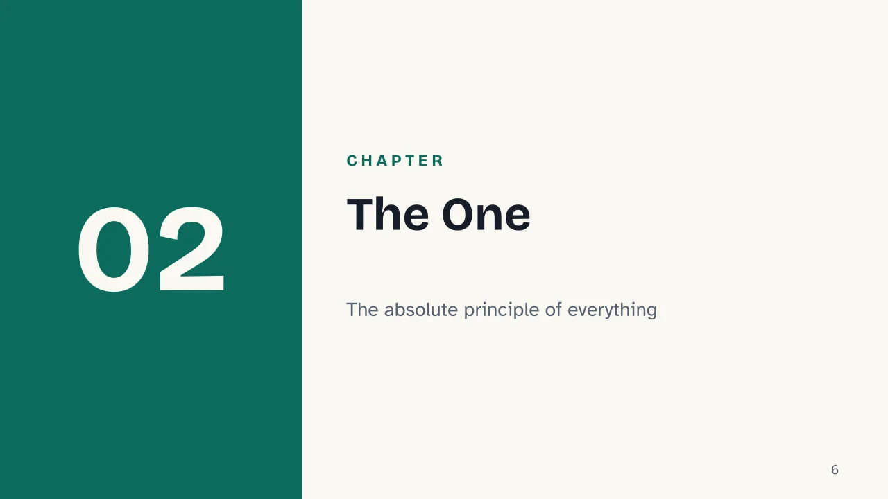 Slide 6 of the presentation on Neoplatonism: Chapter 02: The One