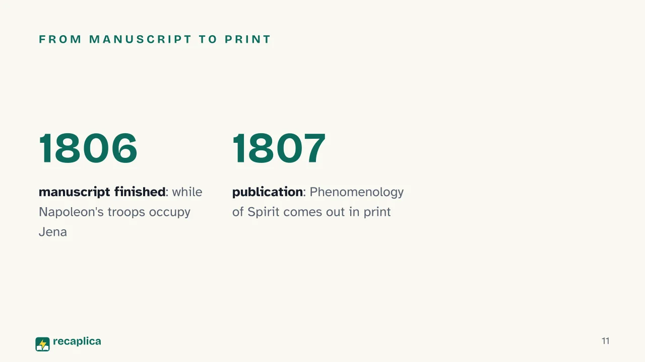 Slide 11 of the presentation on Phenomenology of Spirit: From manuscript to print