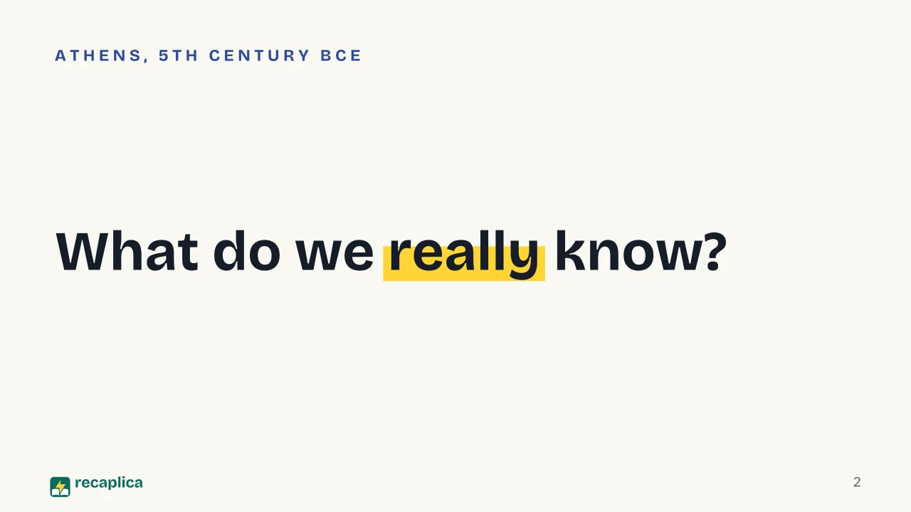 Slide 2 of the presentation on Plato: What do we really know?