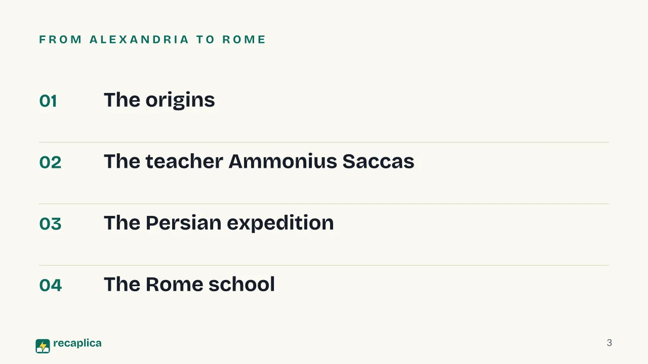 Slide 3 of the presentation on Plotinus: From Alexandria to Rome