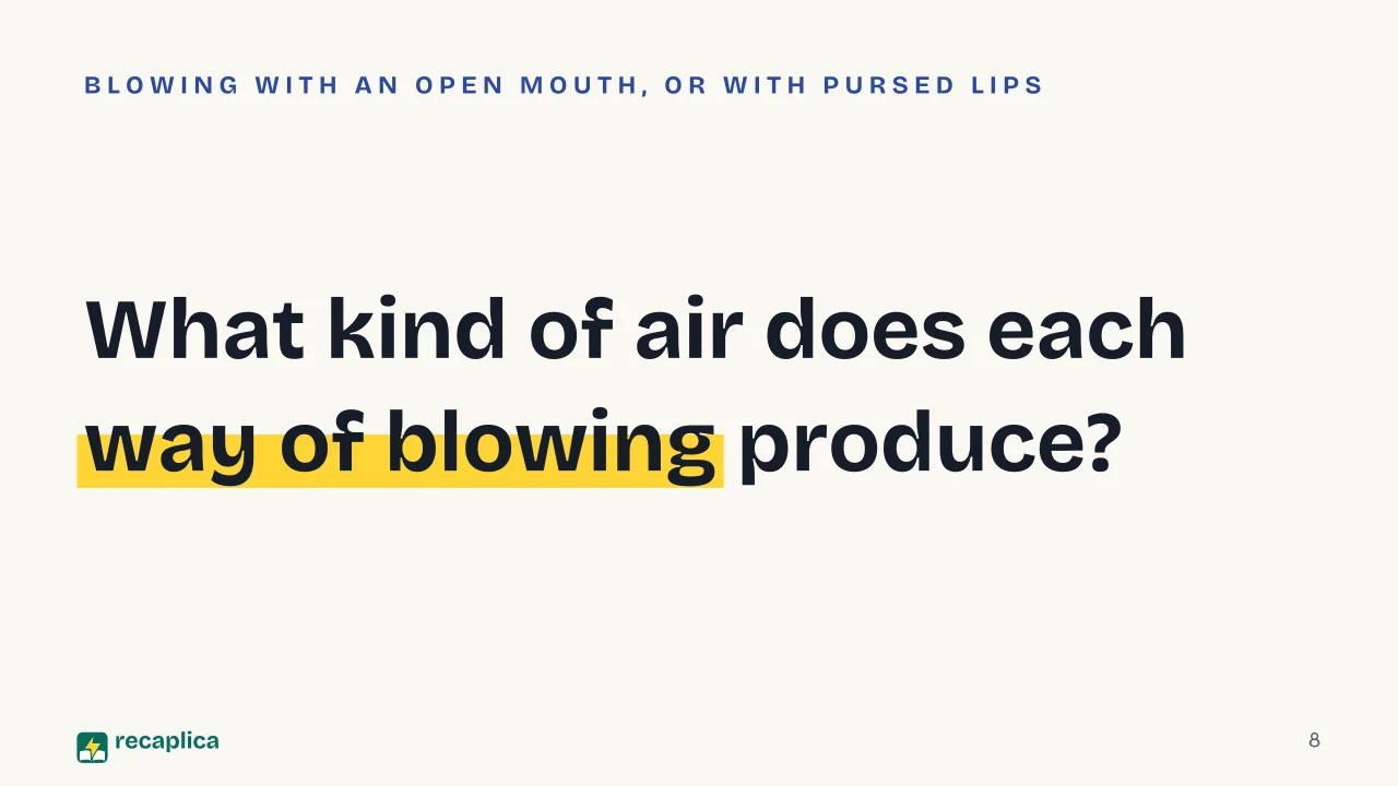 Slide 8 of the presentation on Pre-Socratic Philosophers: What kind of air does each way of blowing produce?