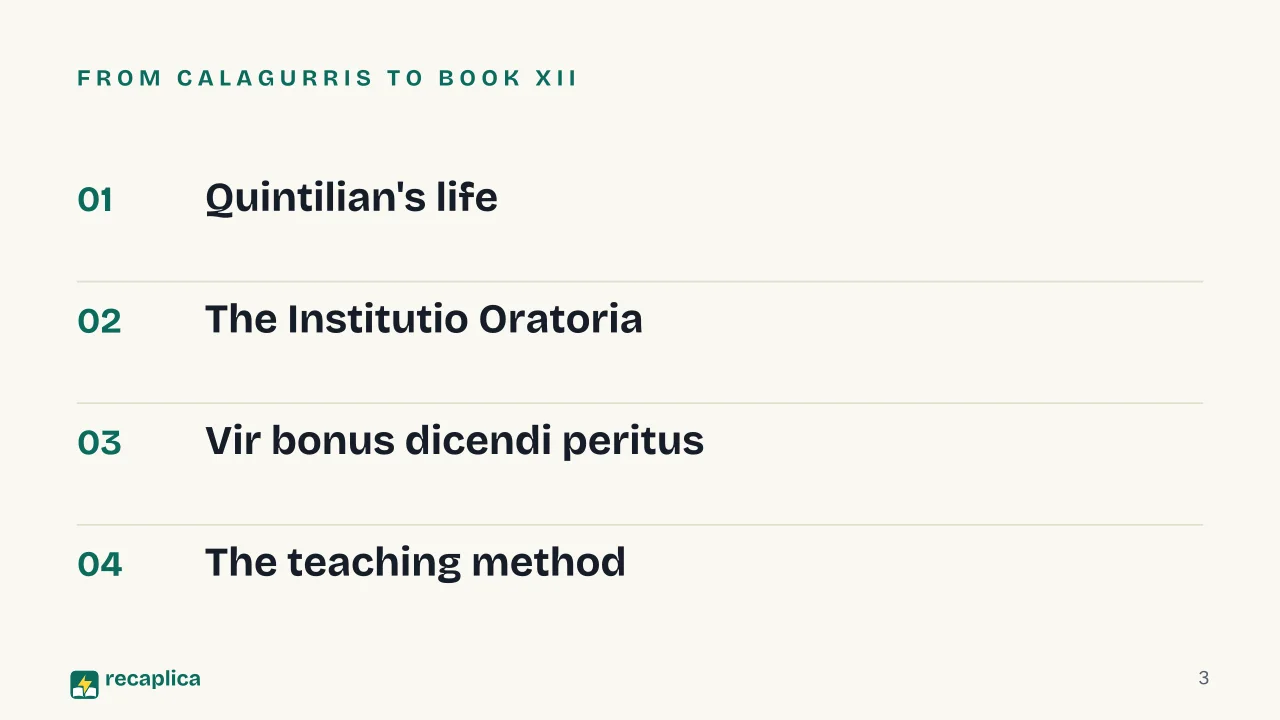 Slide 3 of the presentation on Quintilian: From Calagurris to Book XII