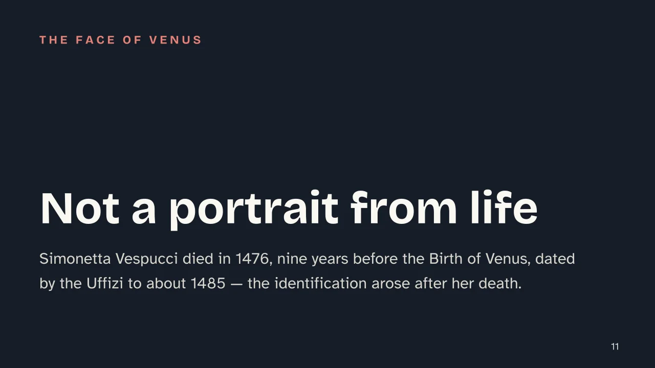 Slide 11 of the presentation on Botticelli: Not a portrait from life