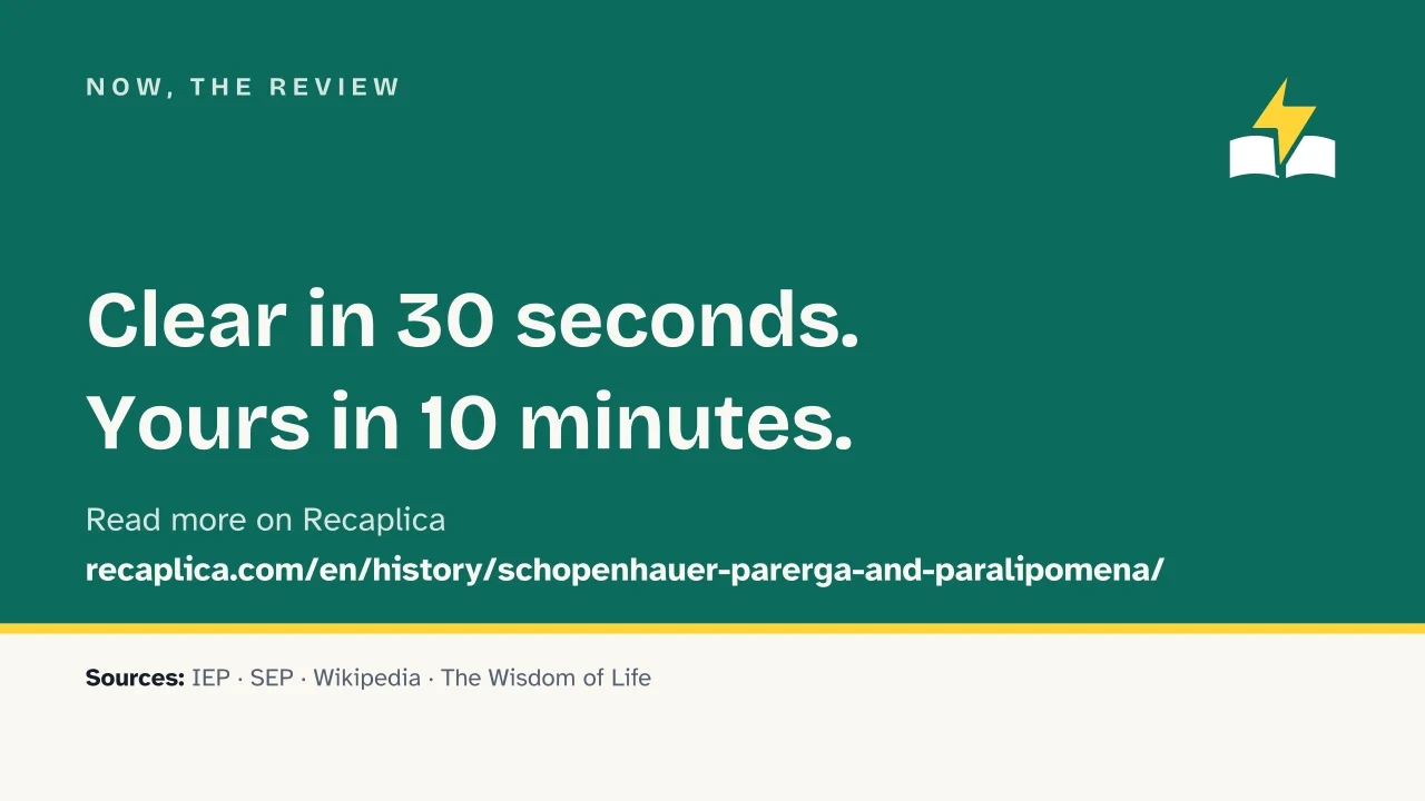 Slide 16 of the presentation on Parerga and Paralipomena: Now, the review