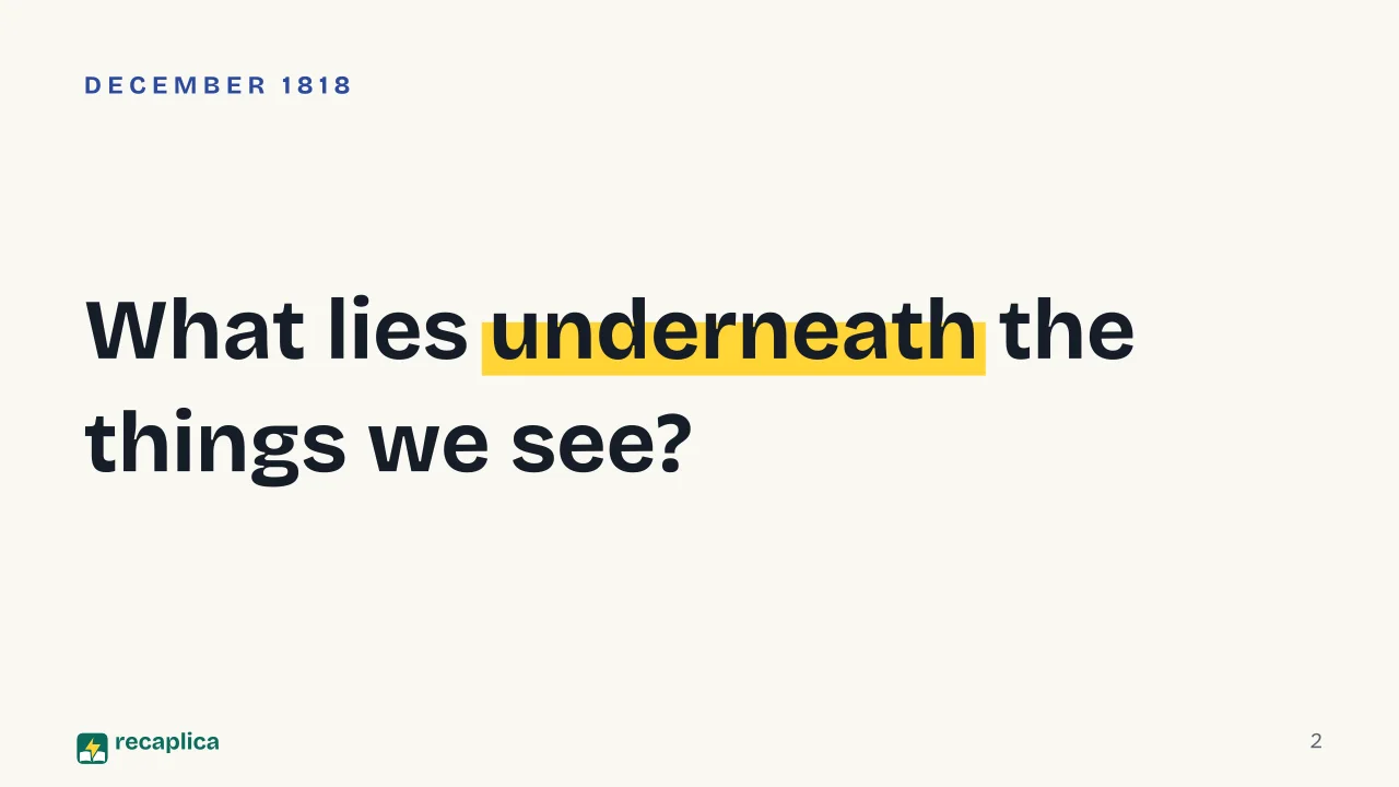 Slide 2 of the presentation on Schopenhauer: What lies underneath the things we see?