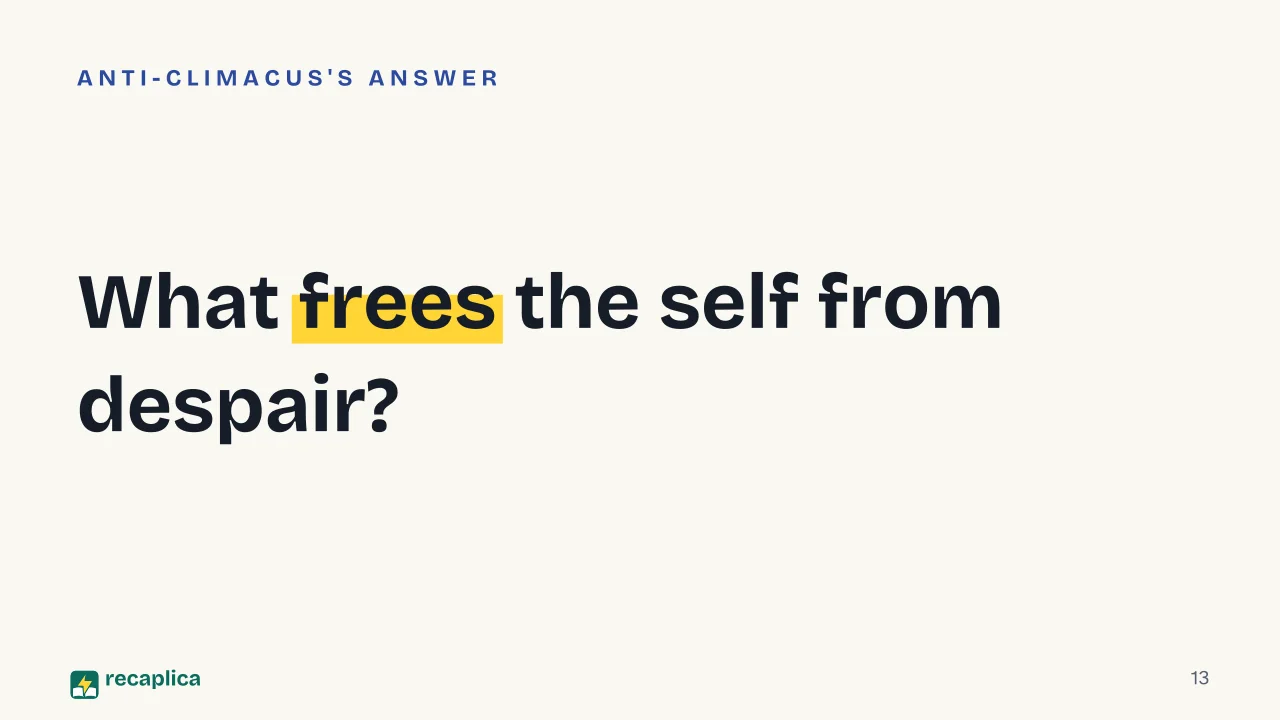 Slide 13 of the presentation on The Sickness Unto Death: What frees the self from despair?