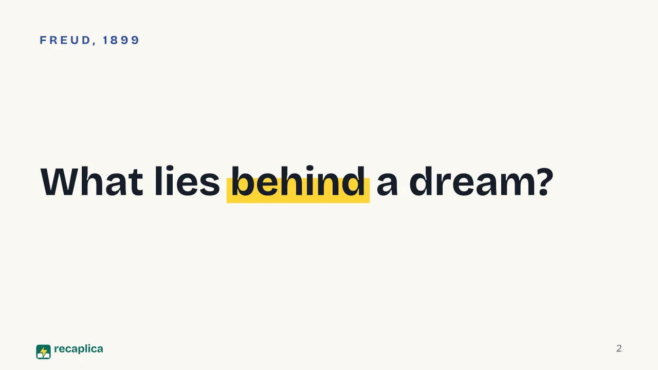 Slide 2 of the presentation on Sigmund Freud's Interpretation of Dreams: What lies behind a dream?