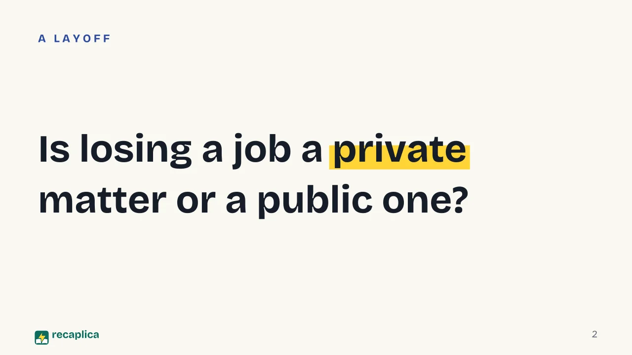 Slide 2 of the presentation on Sociological Imagination: Is losing a job a private matter or a public one?