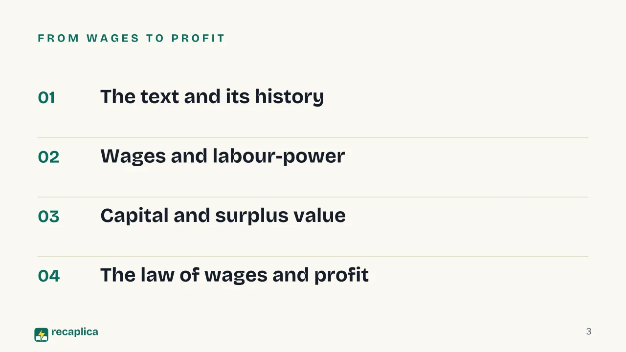 Slide 3 of the presentation on Wage Labour and Capital: From wages to profit