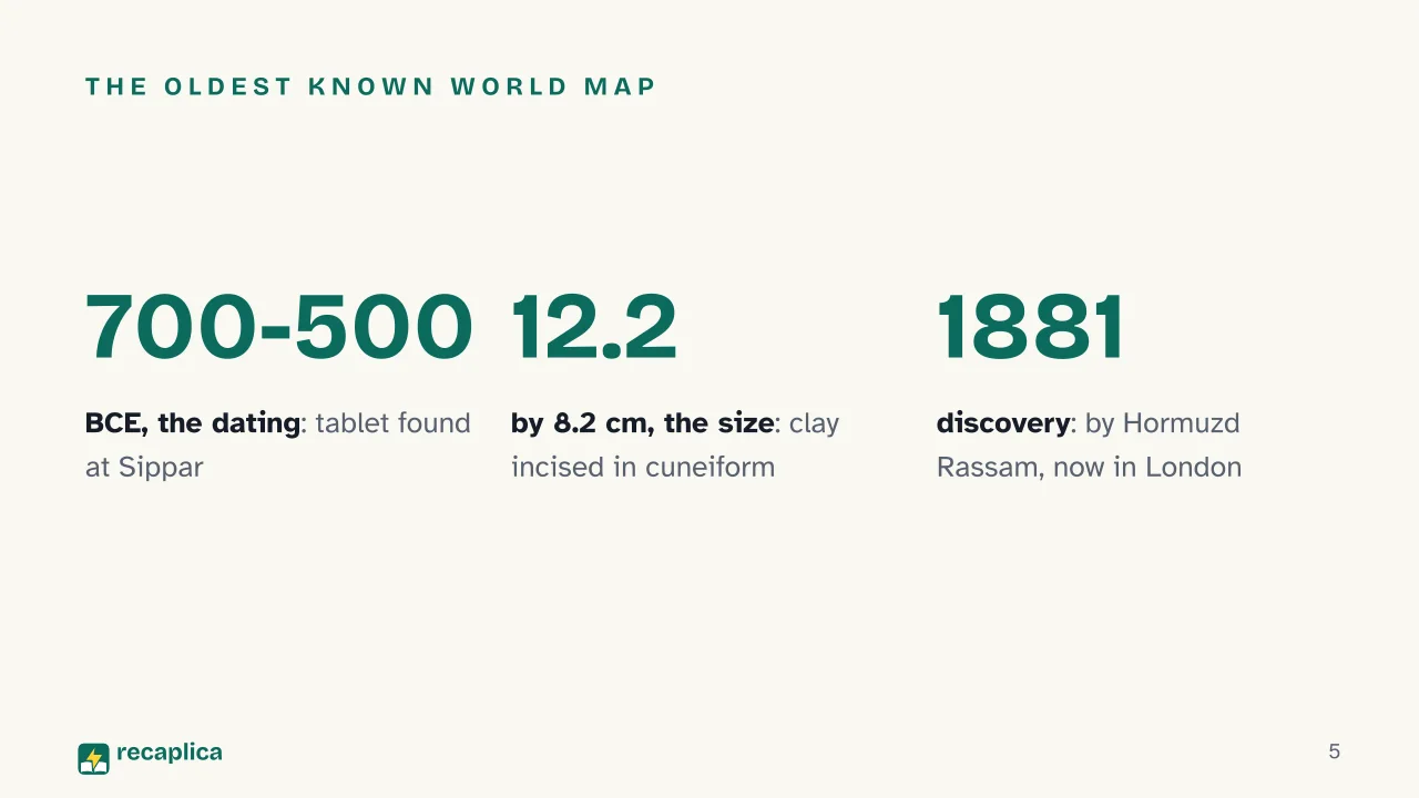 Slide 5 of the presentation on The World Map: The oldest known world map