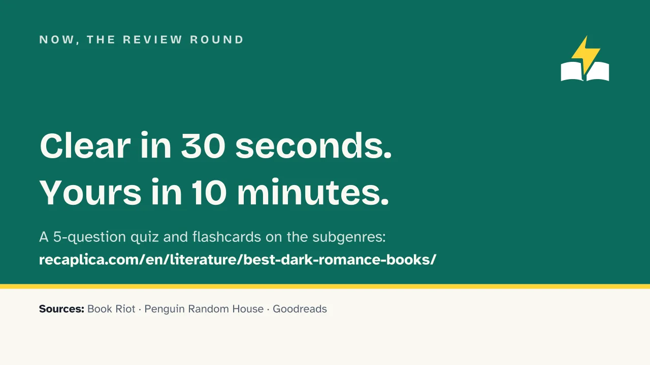 Slide 18 of the presentation on Best Dark Romance Books: Now, the review round