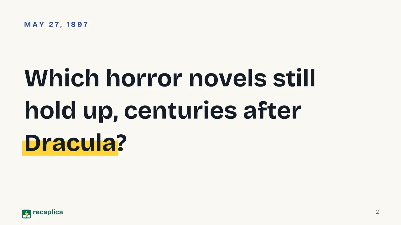 Slide 2 of the presentation on Best Horror Books: Which horror novels still hold up, centuries after Dracula?