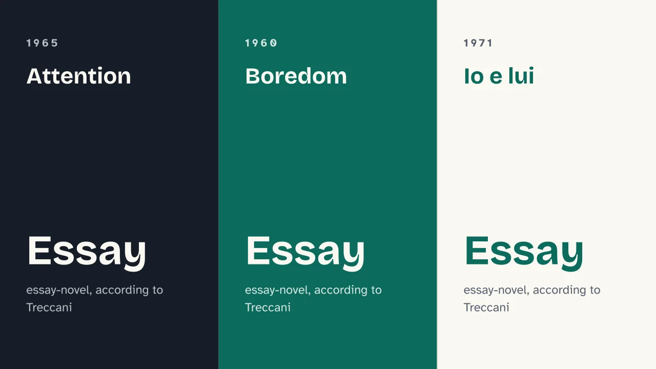 Slide 13 of the presentation on Boredom by Alberto Moravia: Attention · Boredom · Io e lui