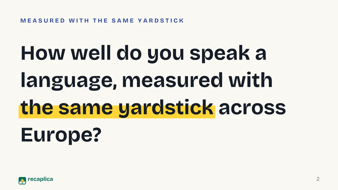 Slide 2 of the presentation on CEFR Levels Explained: How well do you speak a language, measured with the same yardstick across Europe?