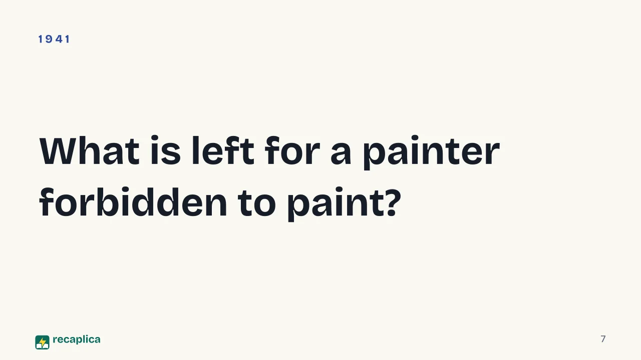 Slide 7 of the presentation on Emil Nolde: What is left for a painter forbidden to paint?