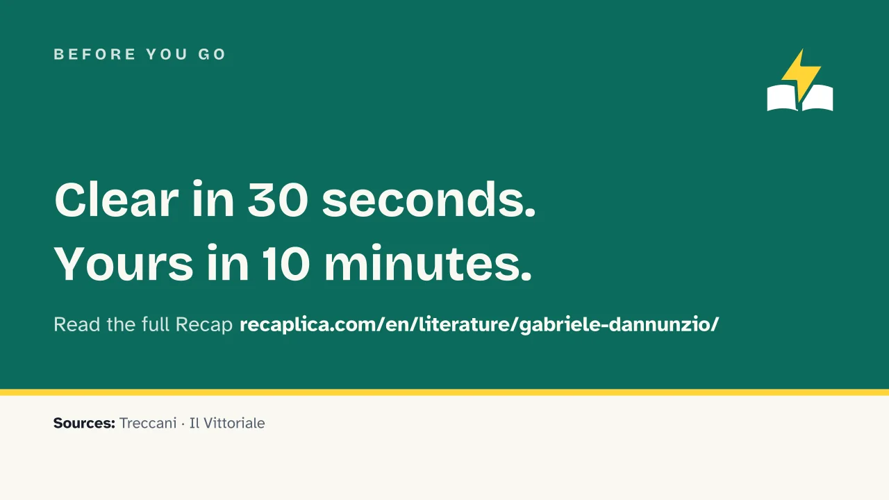 Slide 16 of the presentation on Gabriele D'Annunzio: Before you go