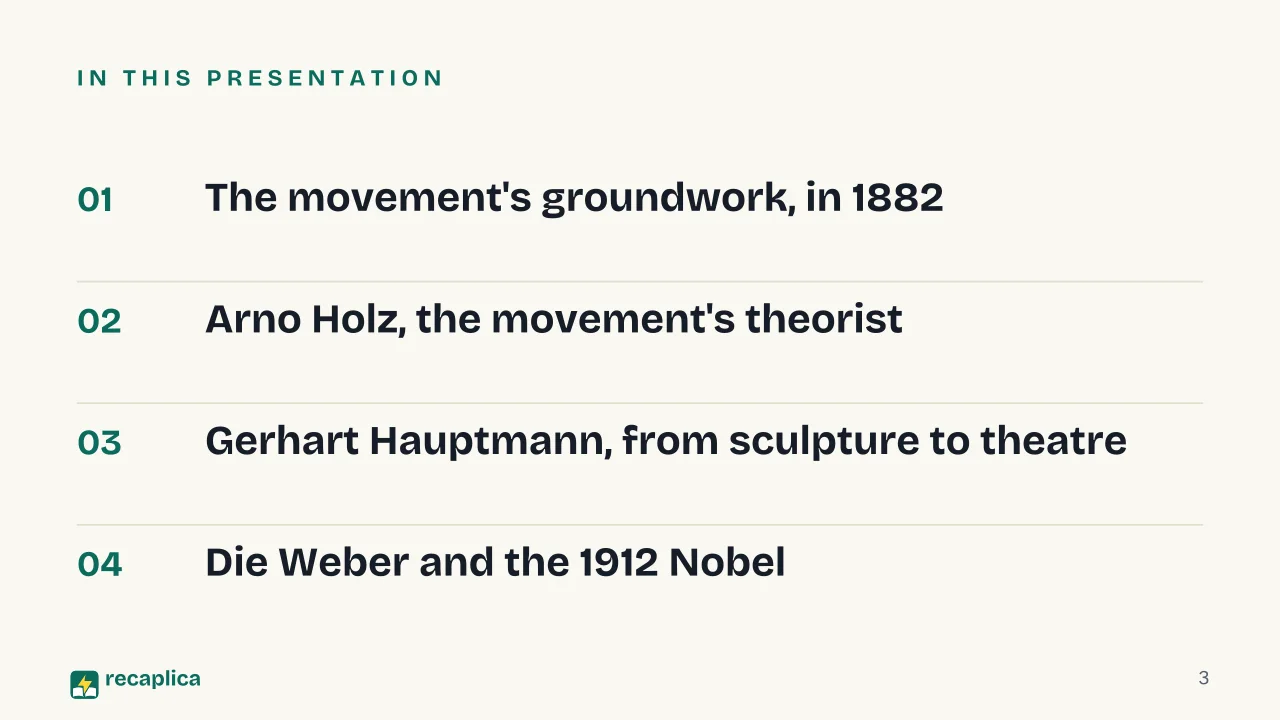Slide 3 of the presentation on Gerhart Hauptmann: In this presentation
