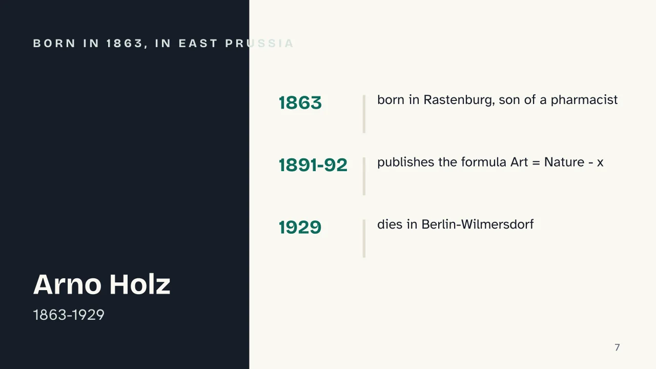 Slide 7 of the presentation on Gerhart Hauptmann: Born in 1863, in East Prussia