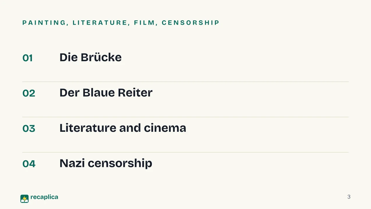 Slide 3 of the presentation on What Is German Expressionism? Meaning and Concept Map: Painting, literature, film, censorship