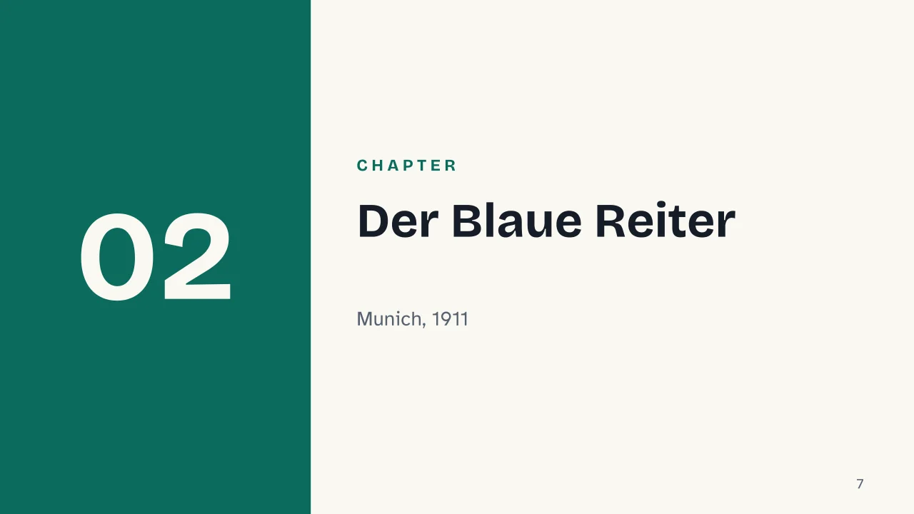 Slide 7 of the presentation on What Is German Expressionism? Meaning and Concept Map: Chapter 02: Der Blaue Reiter