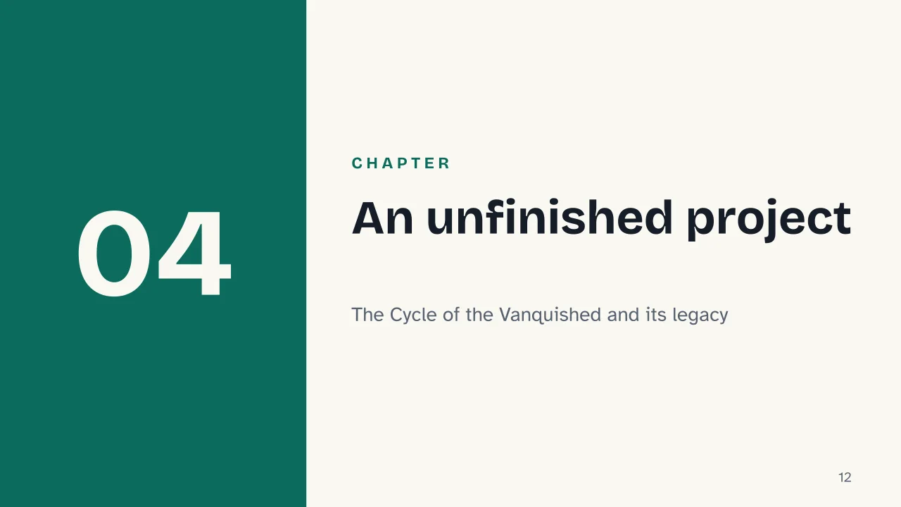 Slide 12 of the presentation on Giovanni Verga and Verismo: Chapter 04: An unfinished project