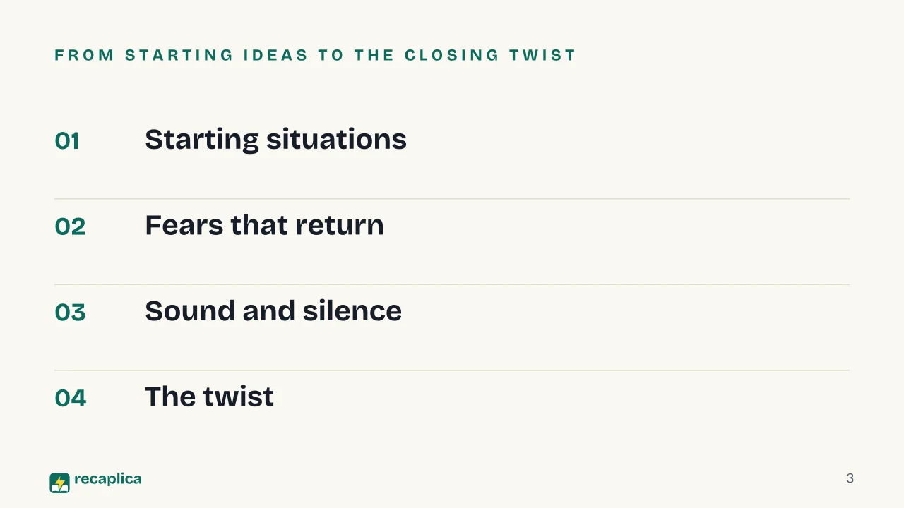 Slide 3 of the presentation on Horror Story Ideas: From starting ideas to the closing twist