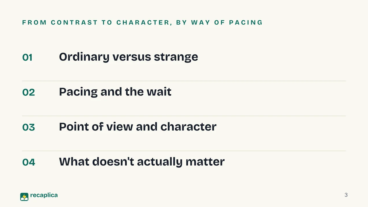 Slide 3 of the presentation on How to Write a Horror Story: From contrast to character, by way of pacing