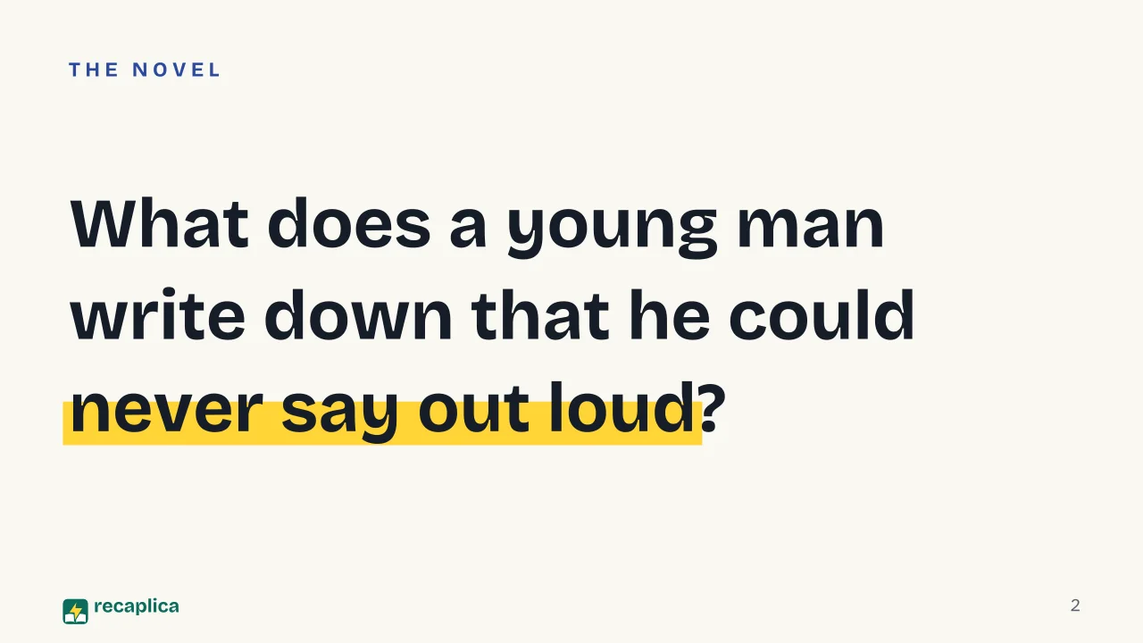 Slide 2 of the presentation on The Last Letters of Jacopo Ortis: What does a young man write down that he could never say out loud?