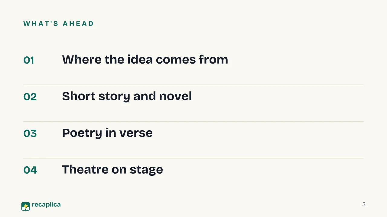Slide 3 of the presentation on Literary Genres: What's ahead