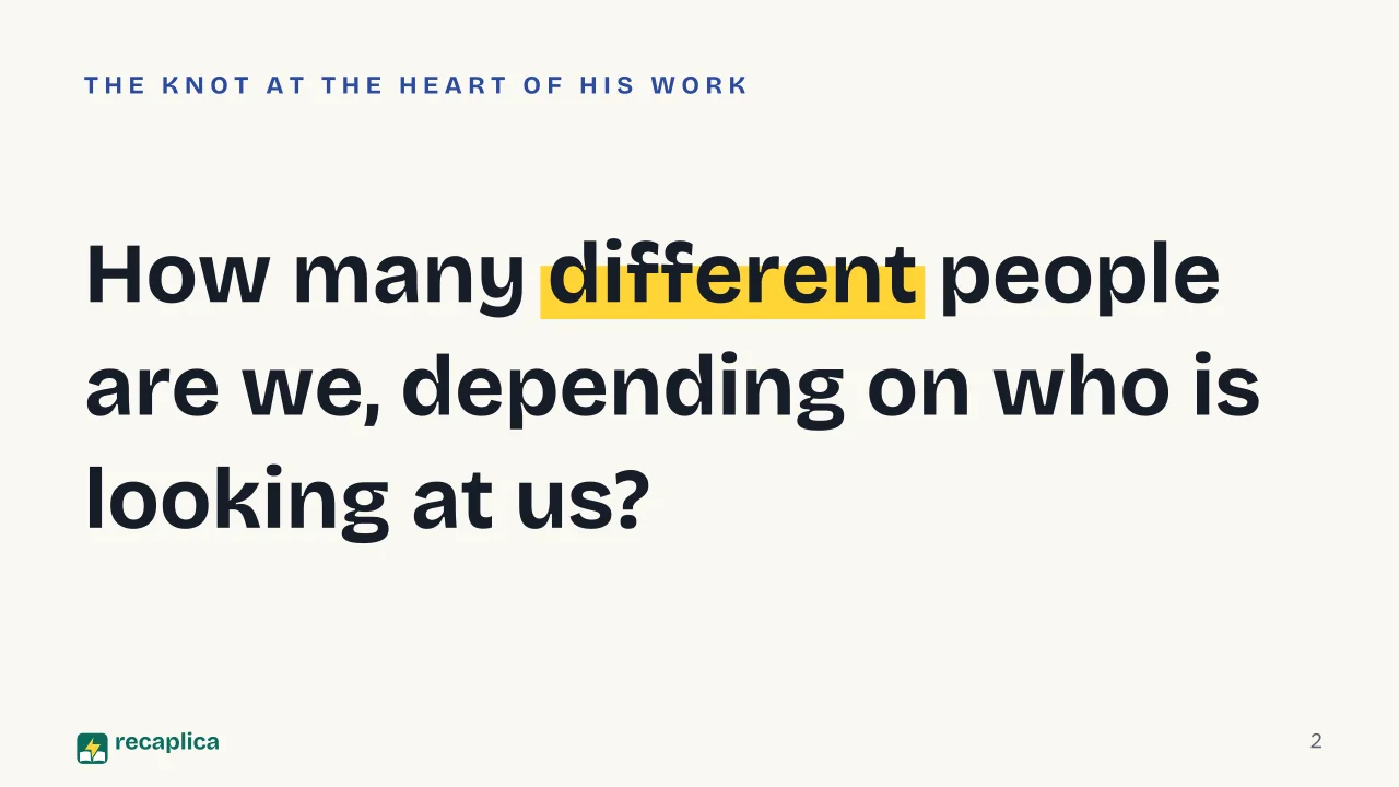 Slide 2 of the presentation on Luigi Pirandello: How many different people are we, depending on who is looking at us?