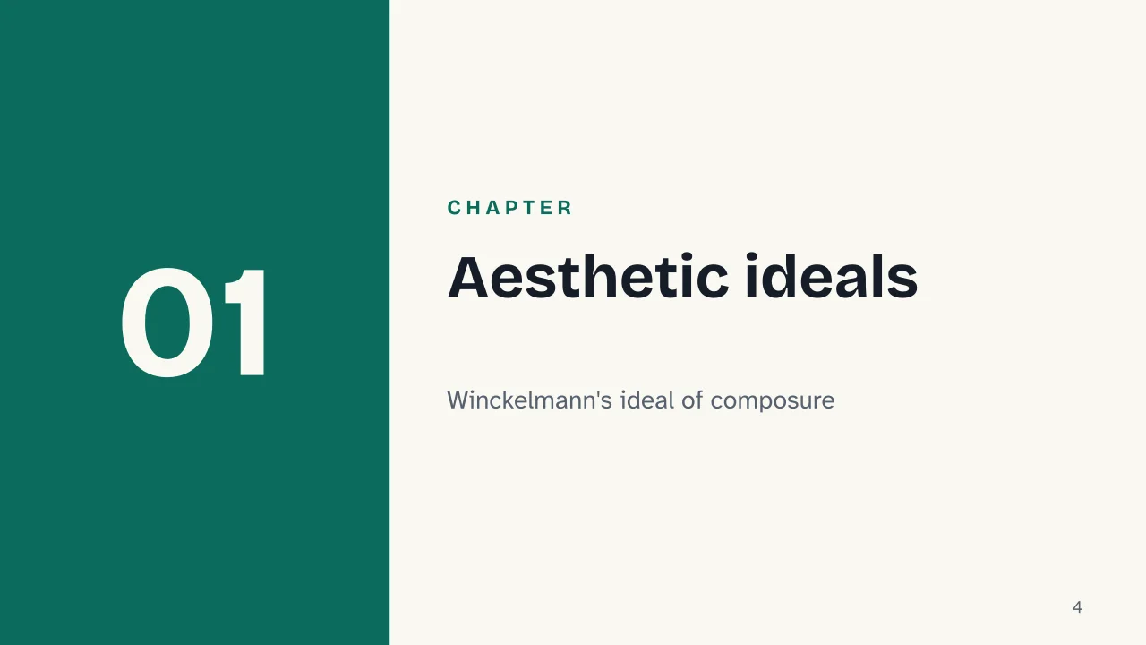 Slide 4 of the presentation on What Is Neoclassicism? The Movement in Art and Literature: Chapter 01: Aesthetic ideals
