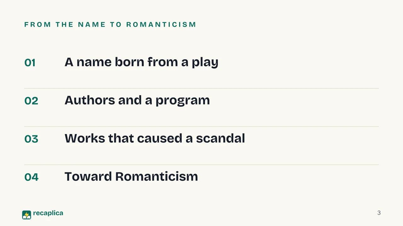 Slide 3 of the presentation on Sturm und Drang: From the name to Romanticism