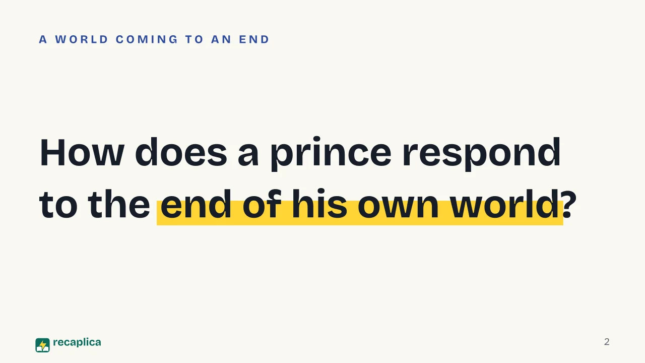 Slide 2 of the presentation on The Leopard Novel by Giuseppe Tomasi di Lampedusa: How does a prince respond to the end of his own world?