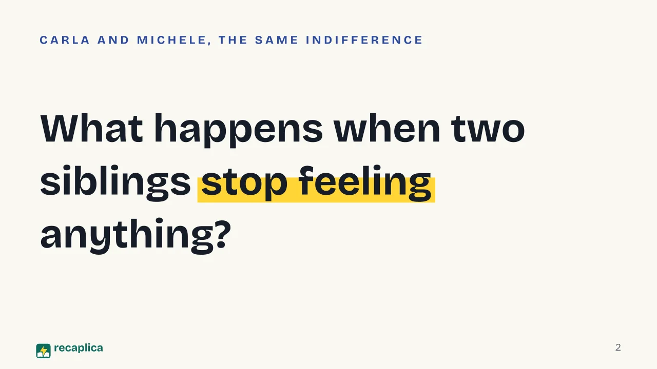 Slide 2 of the presentation on The Time of Indifference by Alberto Moravia: What happens when two siblings stop feeling anything?