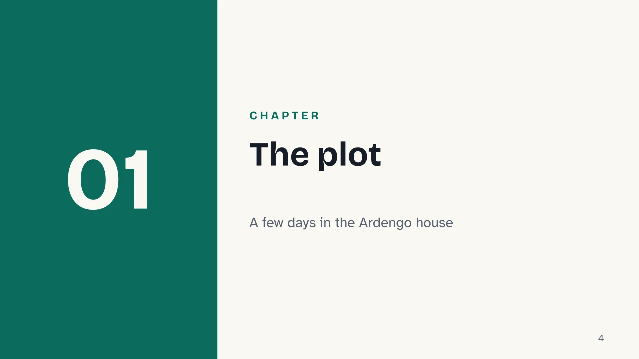 Slide 4 of the presentation on The Time of Indifference by Alberto Moravia: Chapter 01: The plot